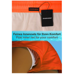 Sesto Senso Herren Badeshorts SZ24 – Schnell trocknend, 100% Polyester, Elastischer Bund, Taschen, Komfortable Netzinnenhose, Ideal für Strand und Pool, Farbe: Orange, Modell: SZ2402, Frühling/Sommer Kollektion