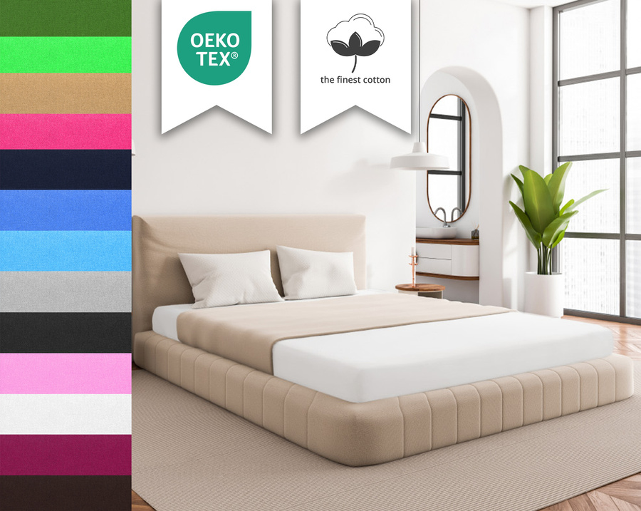 Sesto Senso Jersey Spannbettlaken – Baumwolle & Polyester, Elastisch, OEKO-TEX Zertifiziert, Atmungsaktiv, Weiß, Komfort für Schlafzimmer, Für Einzel- und Doppelbetten, Unisex, Pflegeleicht