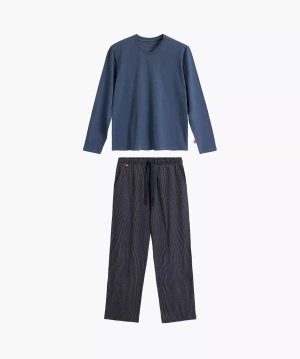 Herrenschlafanzug Serie nmp-389 Dunkelblau/Blau