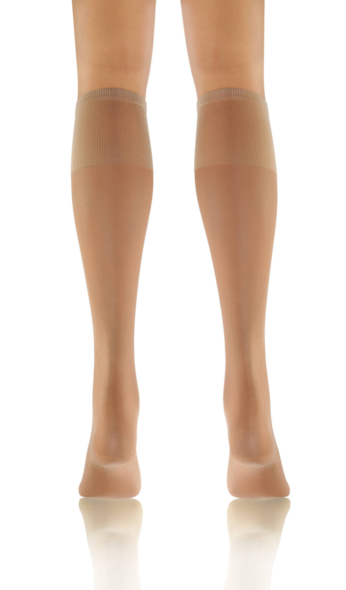 Sesto Senso Damen Podkolanówki Iris – Halbmatte, Transparente Kniestrümpfe mit Barfuß-Effekt, Bequem und Elastisch, Ideal für Elegante Looks, Farbe Vision/Beige, Poliamid-Elastan Mix, Made in Polen