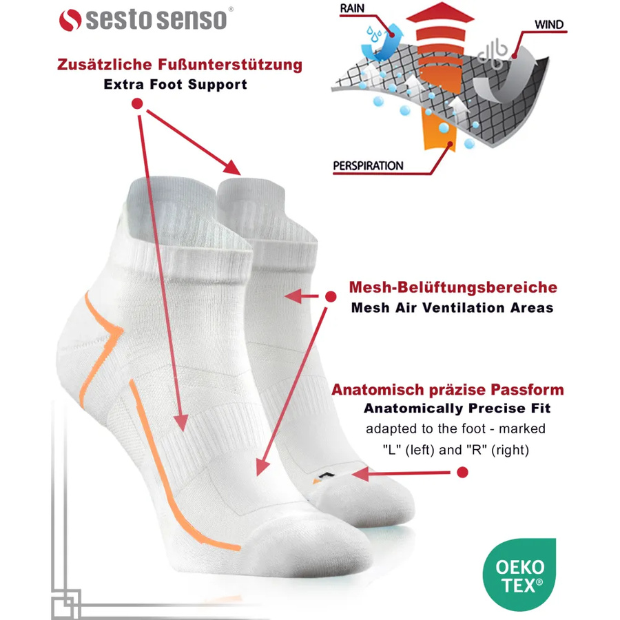 Sesto Senso Herren Sport Socken SKB10 – Atmungsaktiv und Nahtlos, Poliamid, Thermoregulierung, Verstärkte Frottee-Bereiche, Ideal für Sport, Blau/Weiß, 4er Set, Komfort und Unterstützung für Fitness und Laufen