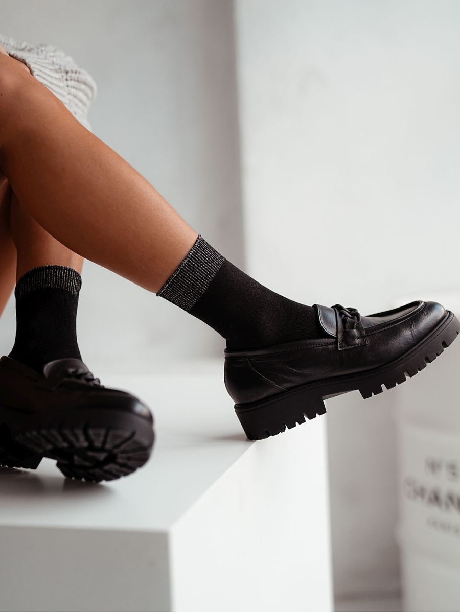 Damen-Baumwollsocken mit Lurex-Rippung 0200.060