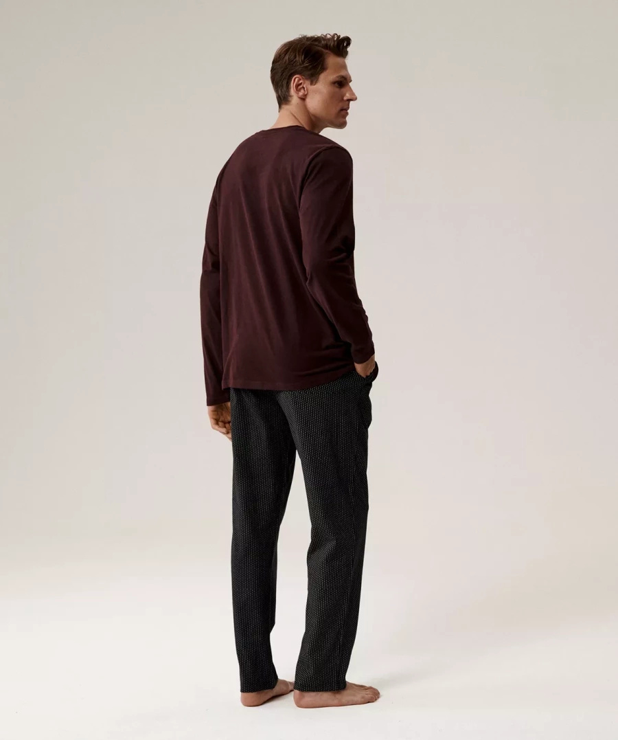 Herren Schlafanzug Serie Nmp-389 Schwarz Rot