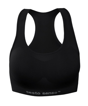 Sesto Senso Damen Seamless Sport Top – Nahtloses Sport-BH-Top mit Thermoregulierung, Atmungsaktiv, Elastisch, Schwarz, Poliamid-Elastan, Fitness & Training