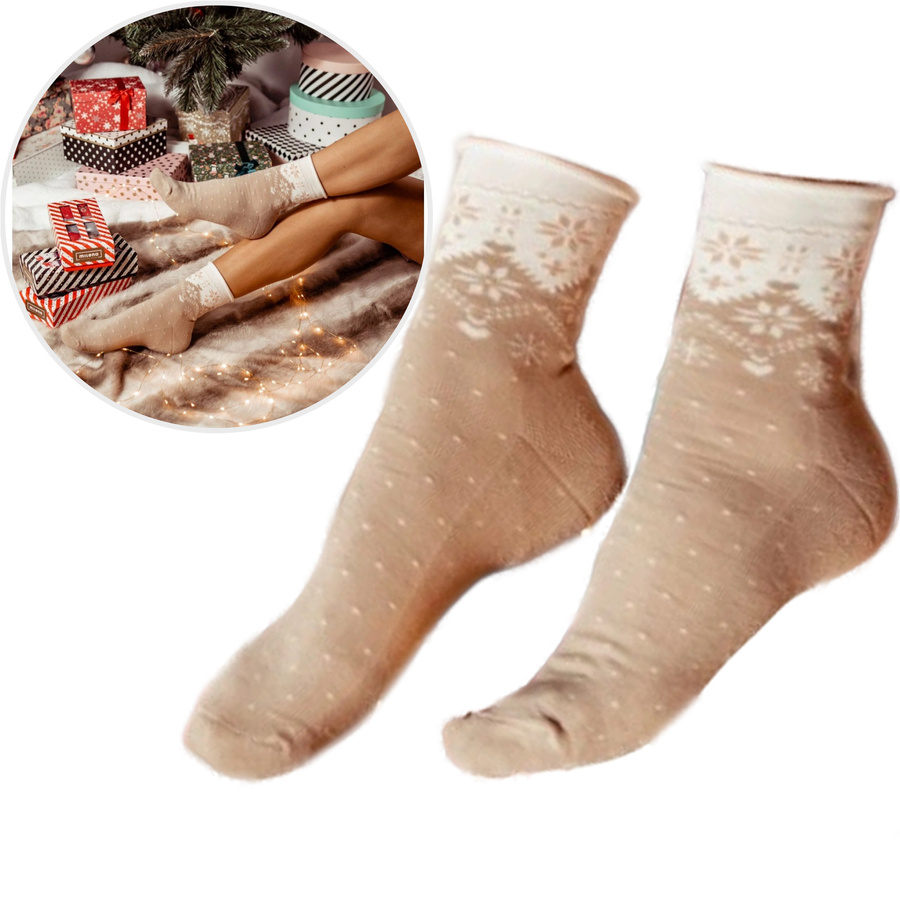 Damen-Halbfrotteesocken Stars, Farbe Beige, Größe 35-37