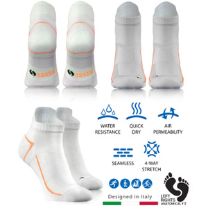 Sesto Senso Herren Sport Socken SKB10 – Atmungsaktiv, Nahtlos, Poliamid, Verstärkte Frottee-Bereiche, Thermoregulierend, Ideal für Sport und Fitness, Blau/Weiß