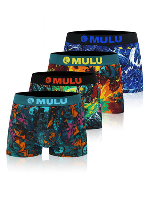 Sestimi Underwear Herren Boxershorts – Bequeme Baumwollunterwäsche mit Print, 4er Pack, Elastisch, Mehrfarbig, Modell MPR80526, Ideal für Alltag, Regular Fit