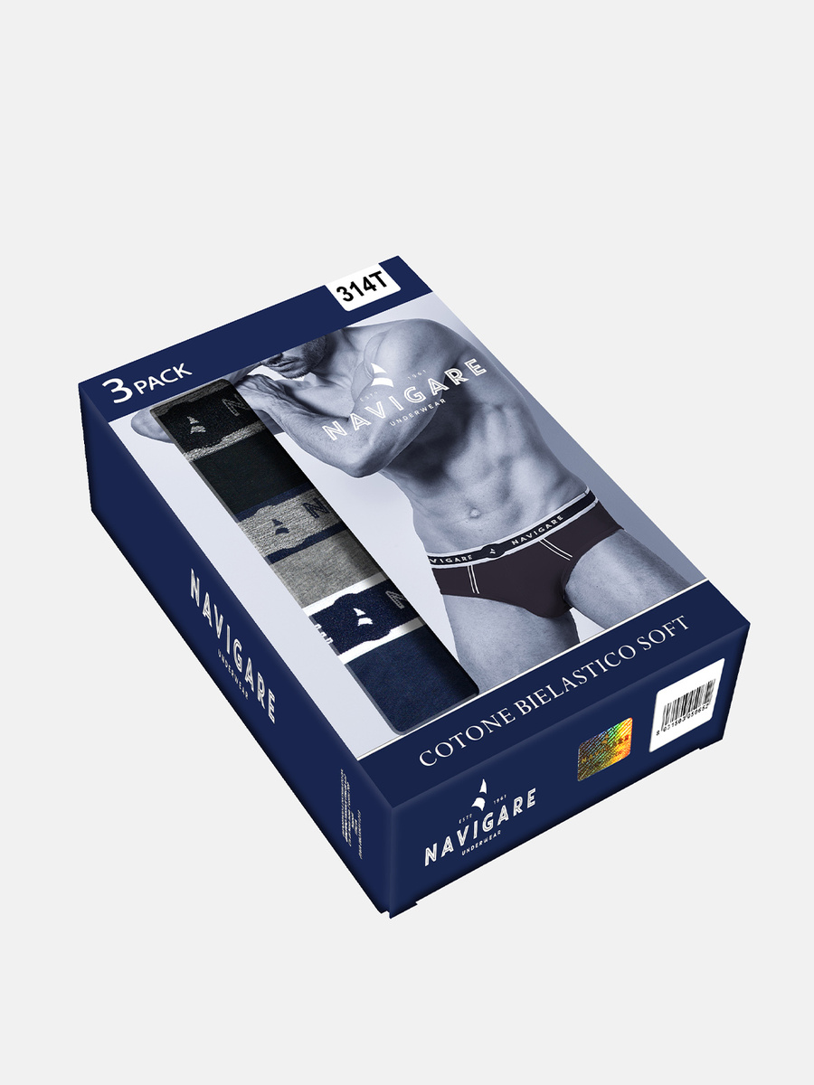 Herrenslips Serie 314T Dunkelblau/Grau Melange/Schwarz