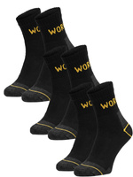 Sestimi Herren Work Socken 3/4 Kurz – Robuste Baumwollsocken, Atmungsaktiv, Verstärkte Zehen & Ferse, 3er Pack, Schwarz, Ideal für Arbeitsschuhe