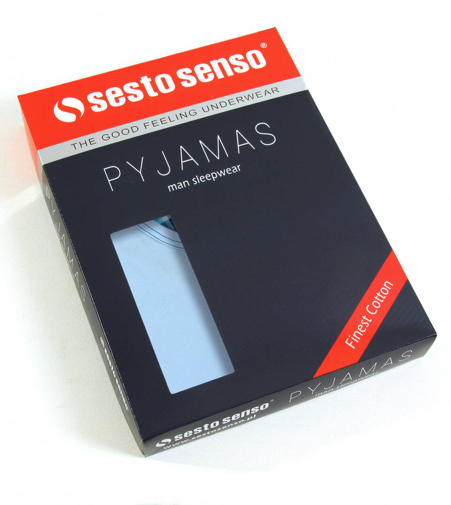 Schlafanzug Herren Kurzarm Kurze Hose Blau