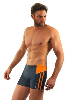 Badeboxer Herren BD384 Grau-Orange