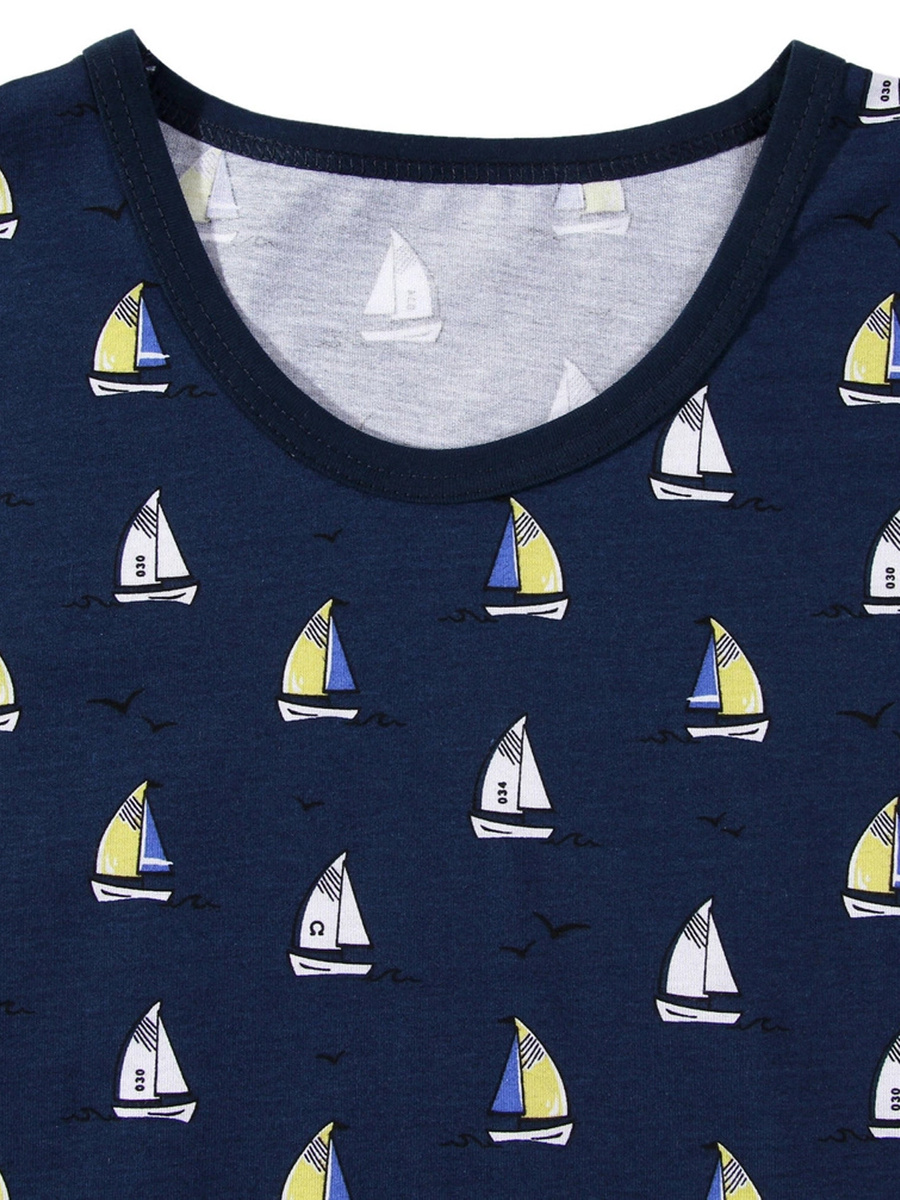 Kurzarm-Schlafanzug Herren Serie Orange-Blau