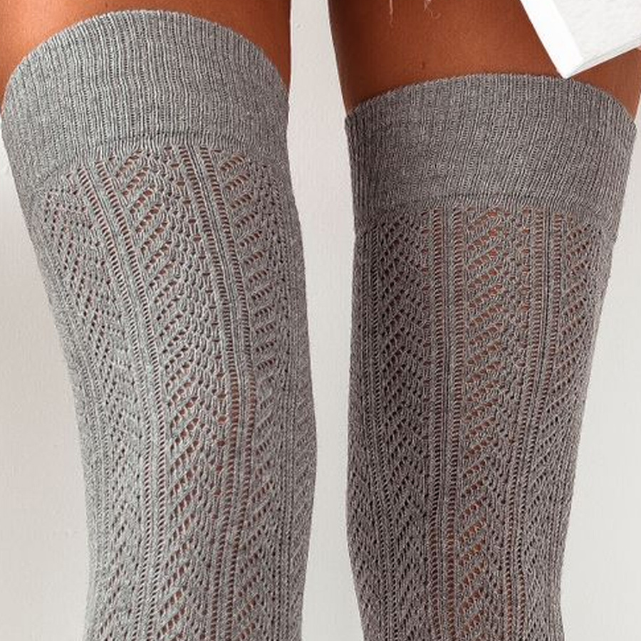 Überkniestrümpfe Jode-Stil Grau