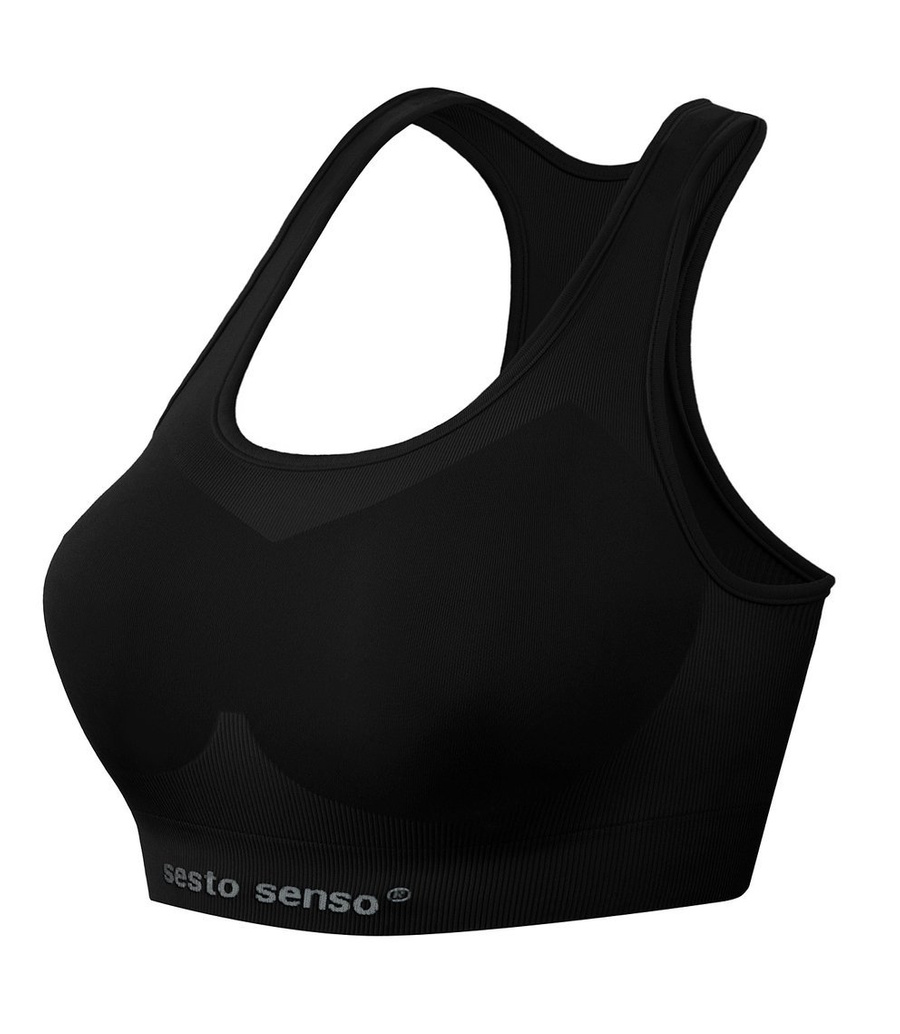 Sesto Senso Damen Seamless Sport Top – Nahtloses Sport-BH-Top mit Thermoregulierung, Atmungsaktiv, Elastisch, Schwarz, Poliamid-Elastan, Fitness & Training