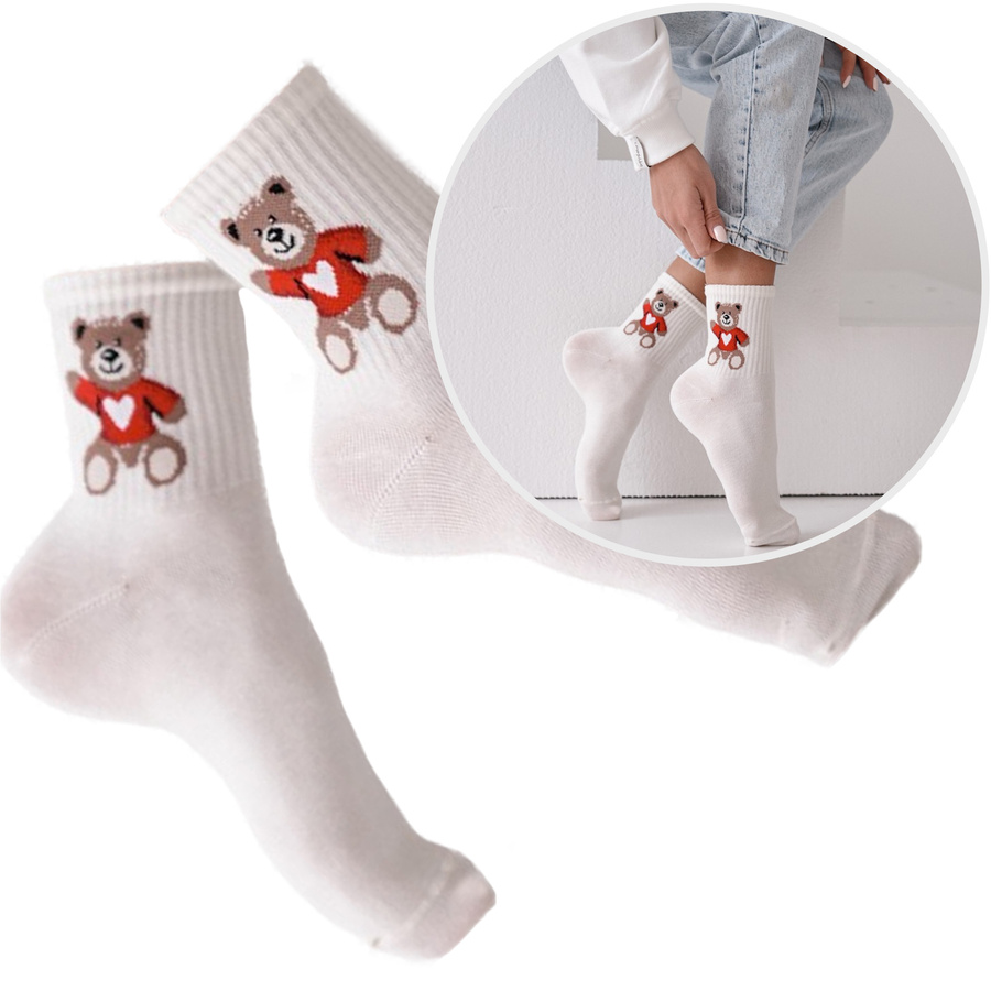 Teddybär-Socken für Damen zum Valentinstag