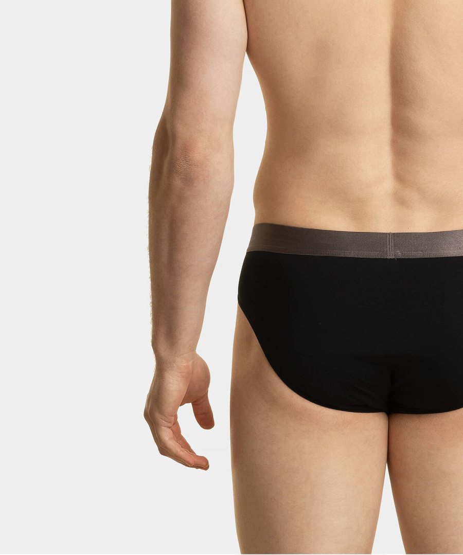 Atlantic Herren Sport Slips – Bequemer Unterwäsche aus Modal und Pima Baumwolle, Anatomic Fit, Schwarz, 4er Pack, Premium Kollektion