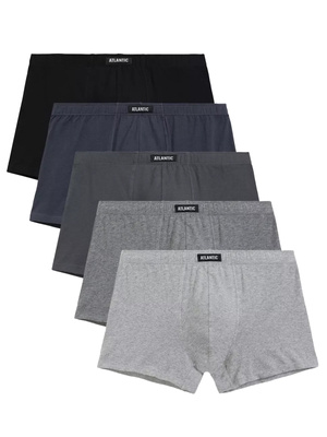 Atlantic Herren Baumwoll Boxershorts Set – Bequeme Unterwäsche, Atmungsaktiv, 5er Pack, Schwarz & Grau, Elastische Passform, Herbst/Winter Kollektion 2025