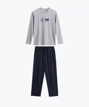 Herren Schlafanzug Serie nmp-390 Grau/Marine/Grün/Blau