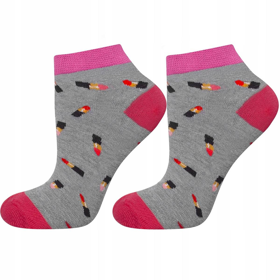 Stopki damskie kolorowe SOXO zakostki śmieszne szminka