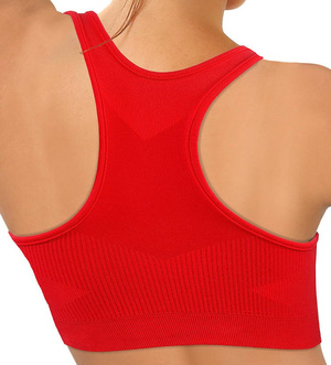 Sesto Senso Damen Seamless Sport Top – Nahtloser Sport-BH, Elastisch, Atmungsaktiv, Thermoregulierend, Doppellagig, Perfekte Passform, Rot, Poliamid, Ideal für Fitness, Crossfit, Laufen, Radfahren, Neu