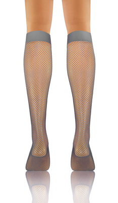 Sesto Senso Damen Podkolanówki Kabaretki GRETA – Elegante Netzstrumpfkniestrümpfe, Bequemer Bund, Strapazierfähiges Polyamid, Ideal für Elegante und Freizeitoutfits, Farbe Grau, Größe: Einheitsgröße