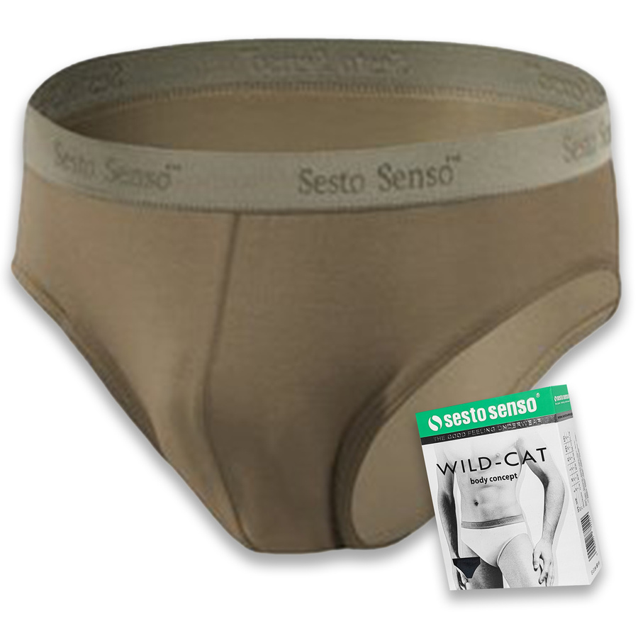 Sesto Senso Herren Baumwoll Slips Set – Bequeme Unterwäsche mit Elastan, Sportlicher Stil, Anatomic Fit, 4er Pack, Beige/Blau/Grau, Für Aktive Männer