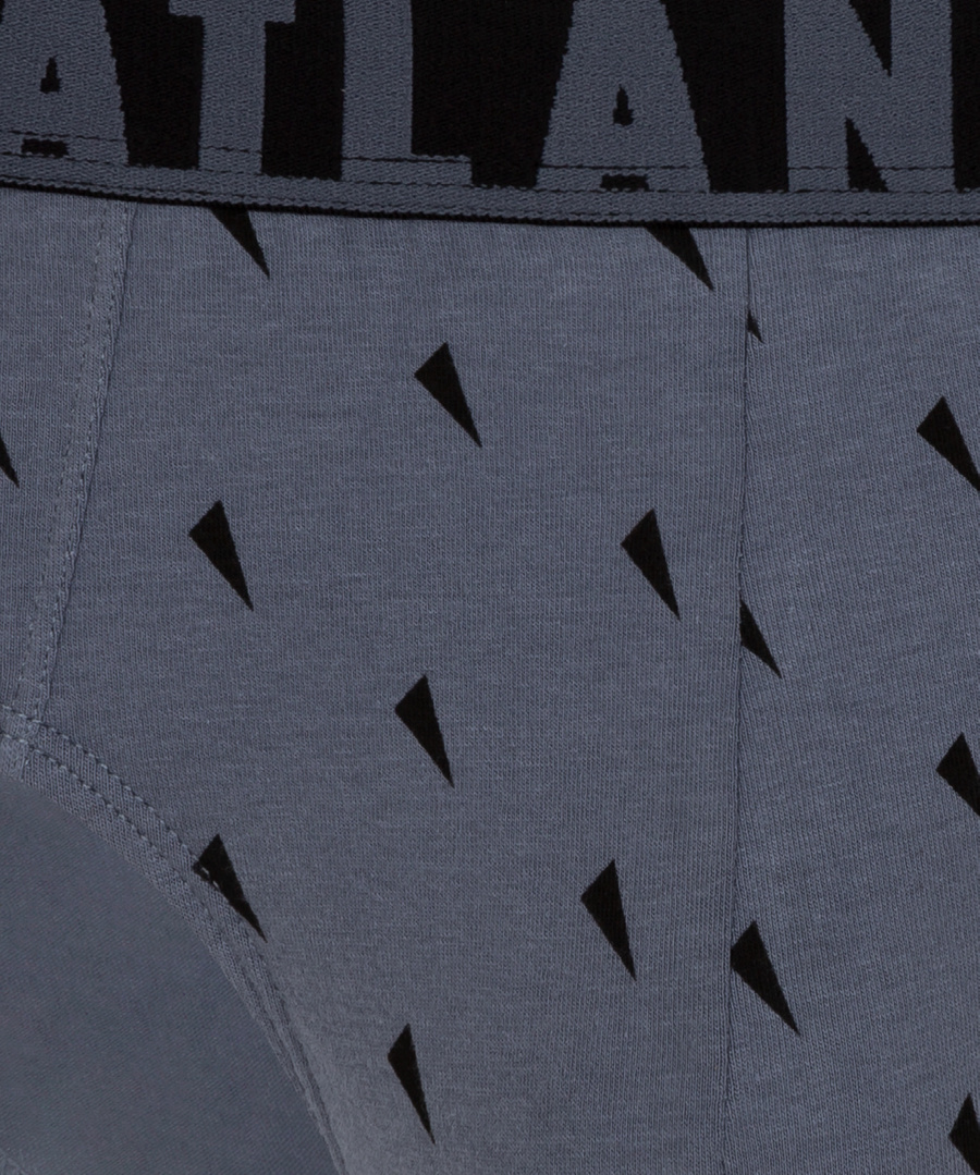 Atlantic Herren Sport Slips – Bequeme Unterwäsche aus 95% Baumwolle, 5% Elastan, Print-Design, 3er Pack, Braun/Grau/Schwarz, Modell 3MP-152, Externer Gummibund, Kollektion Sport | jz23