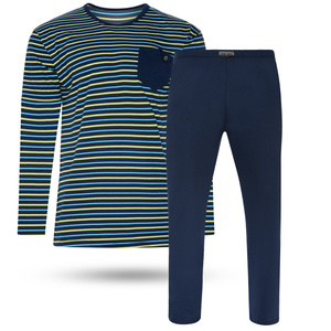 Herrenschlafanzug Serie Blau Beige