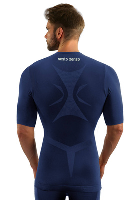 Sesto Senso Herren Thermo Active T-Shirt – Atmungsaktiv und Schnelltrocknend, Antiallergisch, Nahtlos, Elastisch, Ideal für Sport und Outdoor, Poliamid, Blau (Granat), Sportkollektion