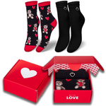 Damensocken Valentinskollektion Herzmuster Schwarz