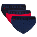 Atlantic Herren Sport Slips – Bequeme Unterwäsche aus Baumwolle, 3er Pack mit Print, Farben: Rot, Marineblau, Blau, Elastischer Bund, Für Sportliche Aktivitäten, Größe: M-XL