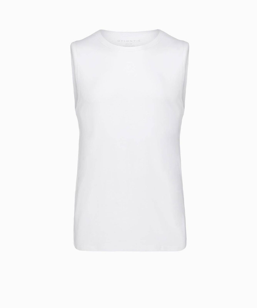 Atlantic Herren Unterhemd – Bequemes Baumwoll-Elasthan Tanktop, Klassischer Schnitt, Ohne Muster, Weiß, Atmungsaktiv, Ideal für Alltag und Sport, BMV-047