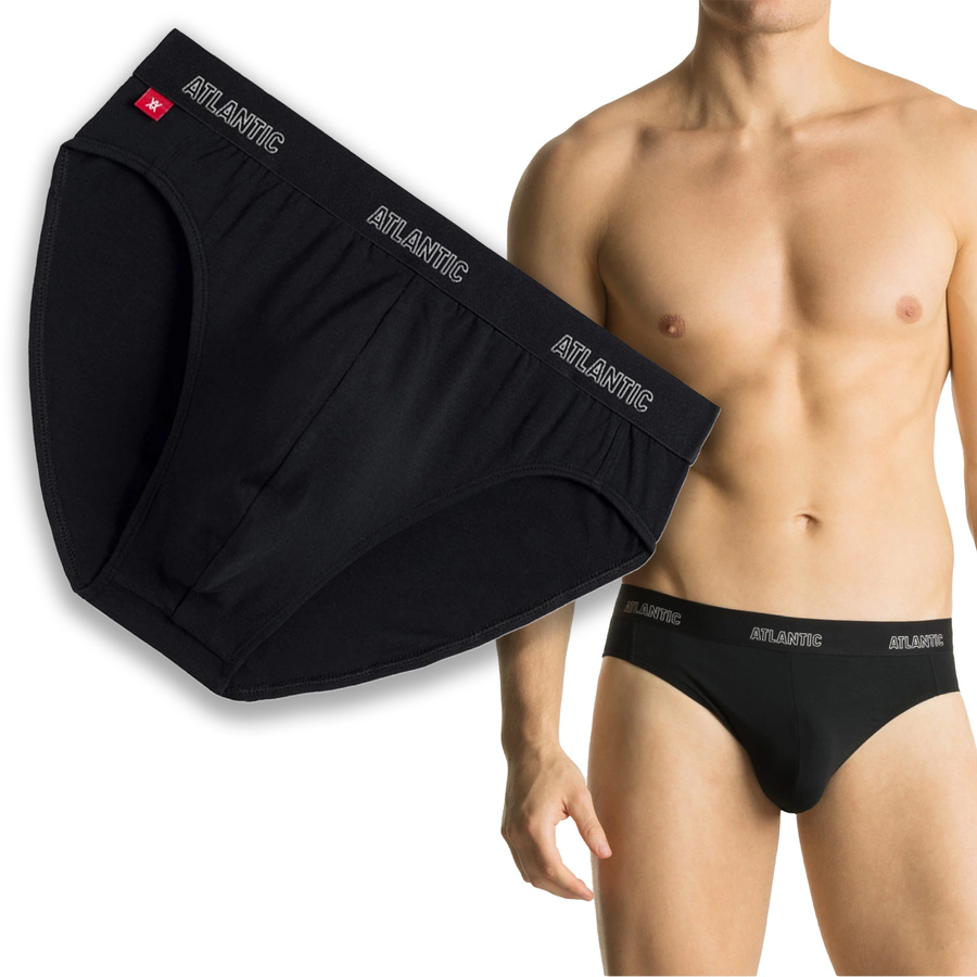 Atlantic Herren Sport Slips – Mikromodal Unterwäsche, Elastisch, Schwarz, Premium Kollektion, Frühling/Sommer, 1 Stück