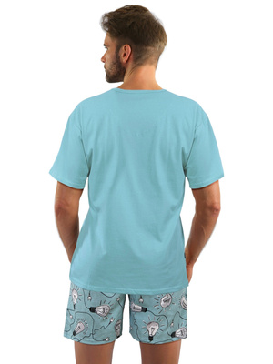 Kurzarm-Schlafanzug Herrenserie Hellblau/Blau