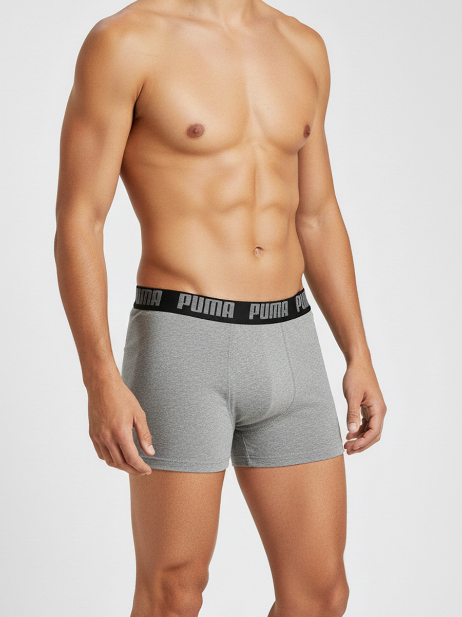 Men's Boxer Shorts 2 Pack Puma Comfort Stretch Grey/Black