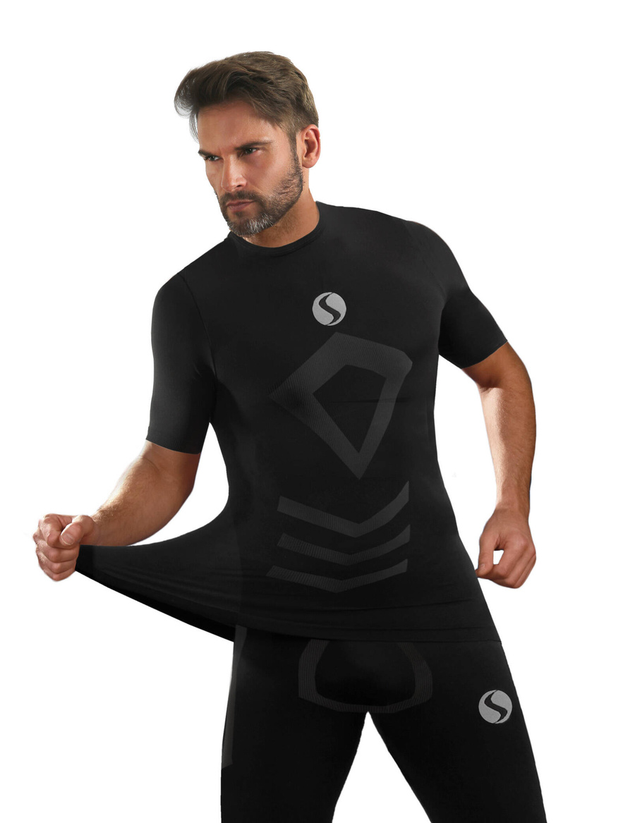 Kurzarmshirt Herren Thermo Active Schwarz