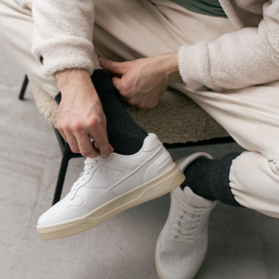 Șosete din lână în dungi Gri grafit și gri