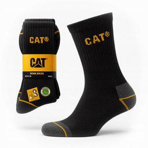 Caterpillar Herren Arbeitssocken 3er Pack – Langlebig und Atmungsaktiv, Für Bau- und Industrie, Verstärkte Zehen und Fersen, Schwarz, Größe 39-42, Ideal für Ganzjähriges Tragen, Hergestellt in Belgien