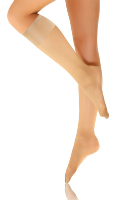 Sesto Senso Damen Podkolanówki Iris – Halbmatte, Transparente Kniestrümpfe mit Barfuß-Effekt, Bequem und Elastisch, Ideal für Elegante Looks, Farbe Vision/Beige, Poliamid-Elastan Mix, Made in Polen