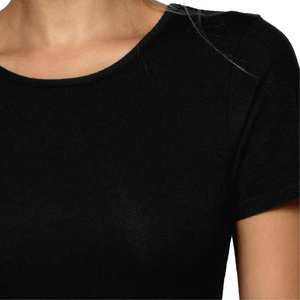 Atlantic Damen T-Shirt – Baumwolle Elastan Mischung, Basic Kollektion, ohne Muster, Schwarz, Rundhals, Kurzarm, Bequemer Schnitt, Ideal für Alltag, Größe S-XL