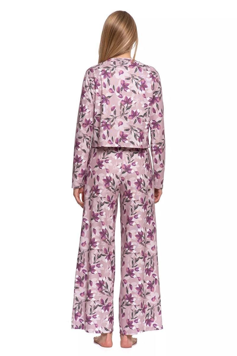Pijama de damă cu mânecă lungă și pantaloni largi Wzor