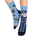 Kindersocken mit Polizistenmotiv. 138 KP328 blau