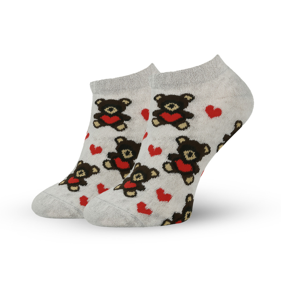 Teddybären und Herzchen Füße, Farbe Ecru, Größe 37-41