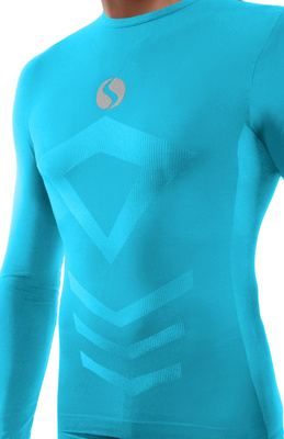 Sesto Senso Herren Thermoaktive Langarmshirt – Funktionales Sportshirt aus Poliamid, Atmungsaktiv, 4-Wege-Stretch, Nahtlos, Ideal für Winteraktivitäten, Blau | Türkis, Sportkollektion