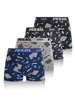 Sestimi Underwear Herren Boxershorts Set – Bequeme Baumwollunterwäsche mit Print, 4er Pack, Multicolor, Modell MPC80506, Atmungsaktiv und Passgenau, Für Männer