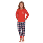 Daughter - Czerwona dziecięca piżama ze spodniami w kratę Doctor Nap
