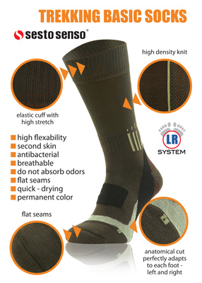 wytrzymałe BAWEŁNIANE skarpety trekkingowe Sesto Senso