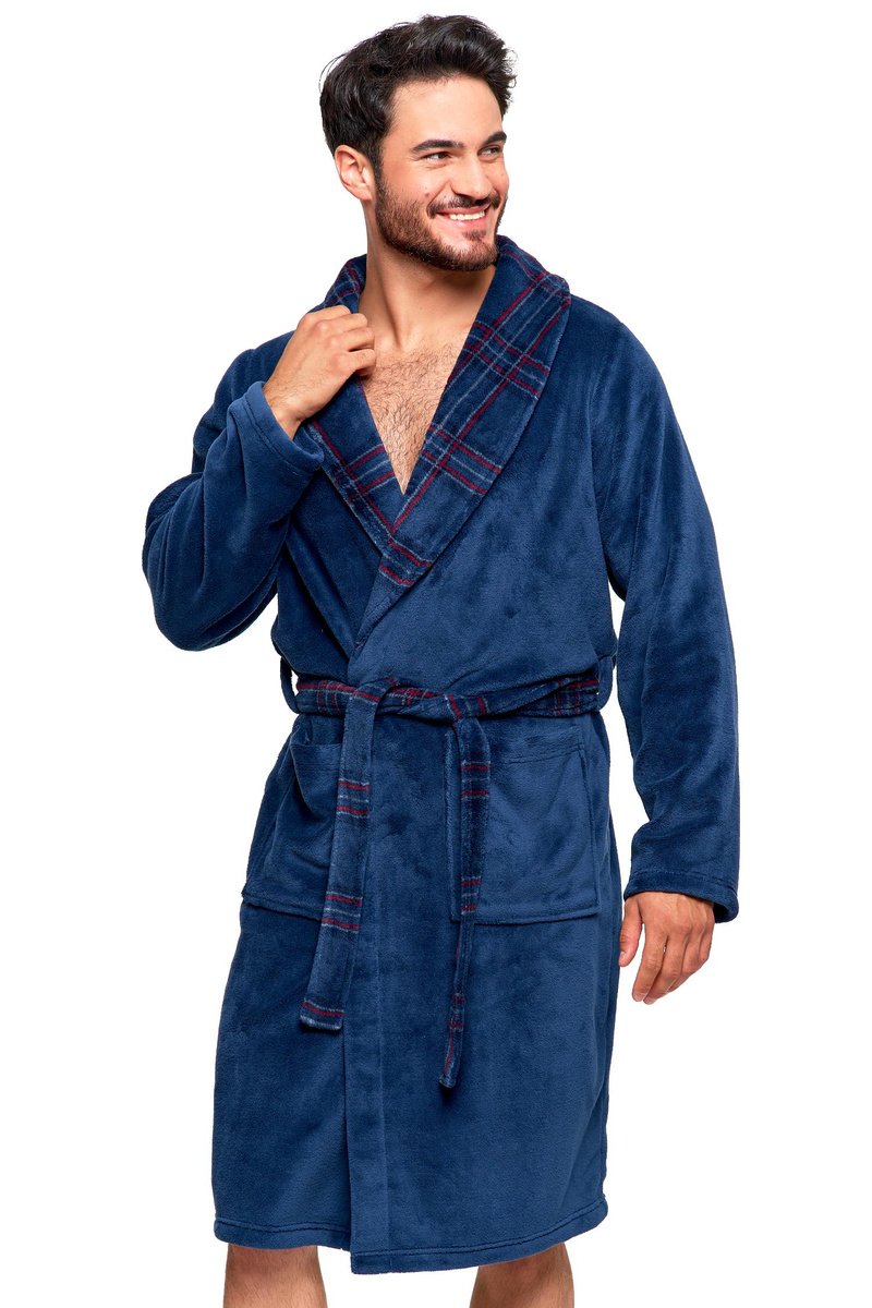 Blue Men's Elegance Cotton Bathrobe