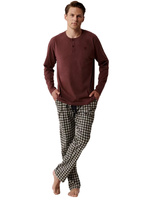 Herren Schlafanzug nmp-394 Grau Rot