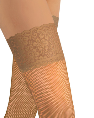 Sesto Senso Damen Pończochy Samonośne Kabaretki Brio – Stilvolle Netzstrümpfe mit Silikonstreifen, Komfort und Elastizität, 88% Polyamid, 12% Elastan, Farbe: Caffe (Braun)